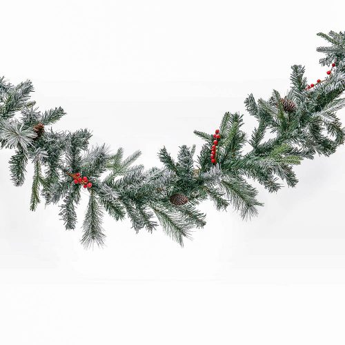 Winter Garland - műfenyő girland magyal és hópermet dekorral 270 cm